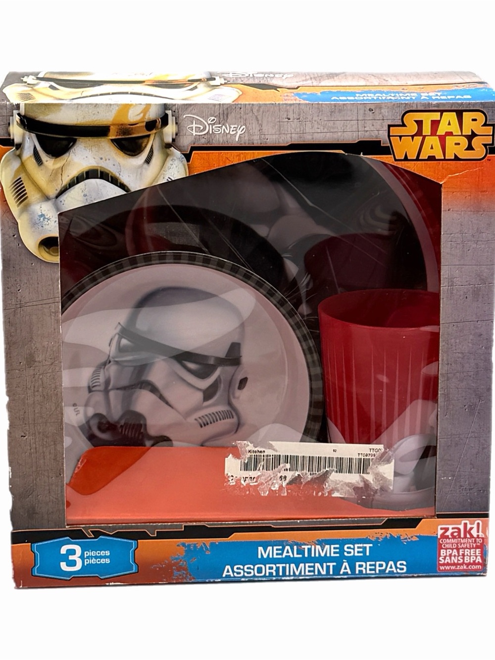 Zak Designs 2015 Star Wars Stormtrooper 3-Piece Mealtime Set – Plate / Bowl / Cu
